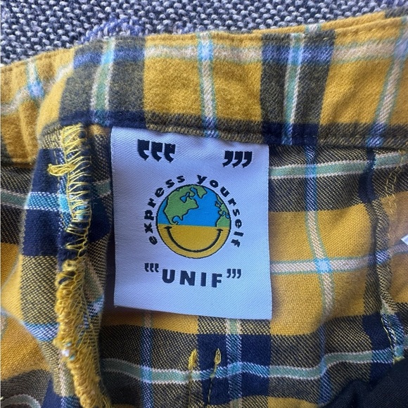 UNIF Dawson Pants Cotton High Rise Yellow Blue Plaid Size 27 - Picture 9 of 11